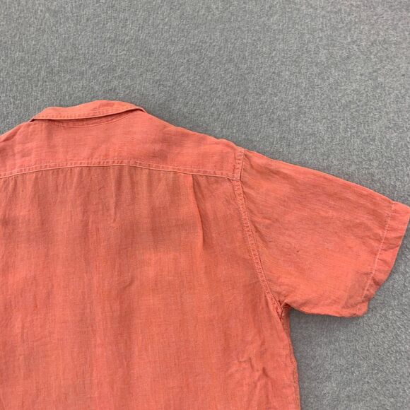 Daniel Cremieux Button Shirt Mens Medium Linen Short Sleeve Salmon Color - Picture 12 of 13